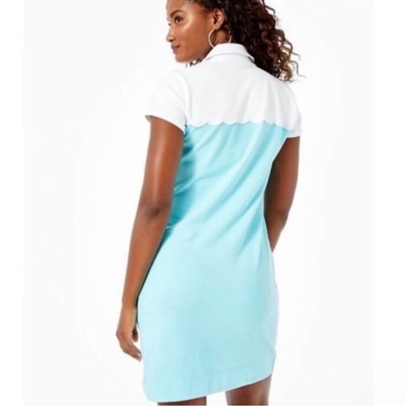 Lilly Pulitzer Tonda NEW Preppy Polo Dress in Blue Ibiza White & Turquoise Large - Picture 2 of 5